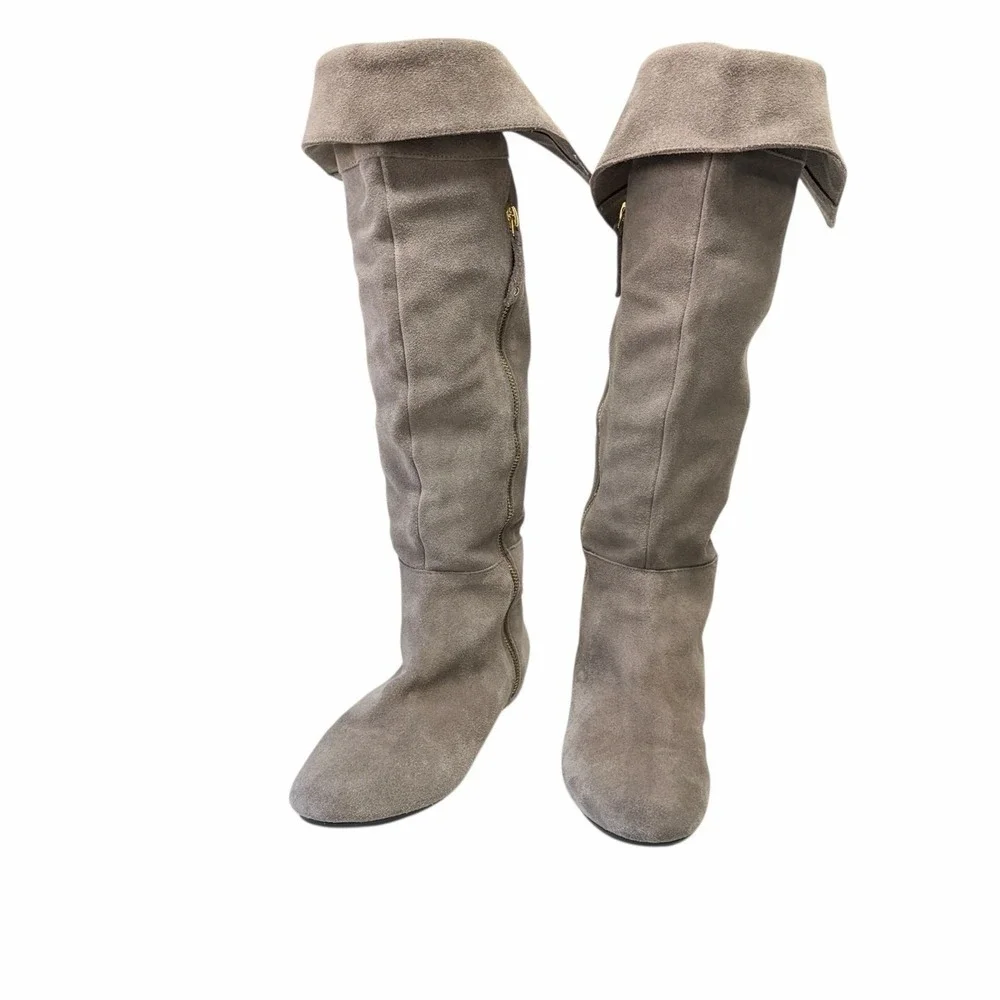 Steve Madden Suede Over The Knee Flat Boots Taupe Women's 8.5